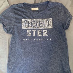 Blue hollister shirt with lace lettering
